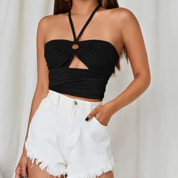 Tie Back Cut Out Halter Top XS - Picture 3 of 3